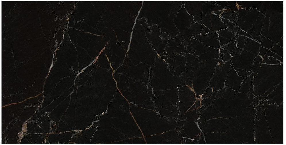 Carrelage Effet Marbre Rider Nero Poli Brillant 60x120 cm