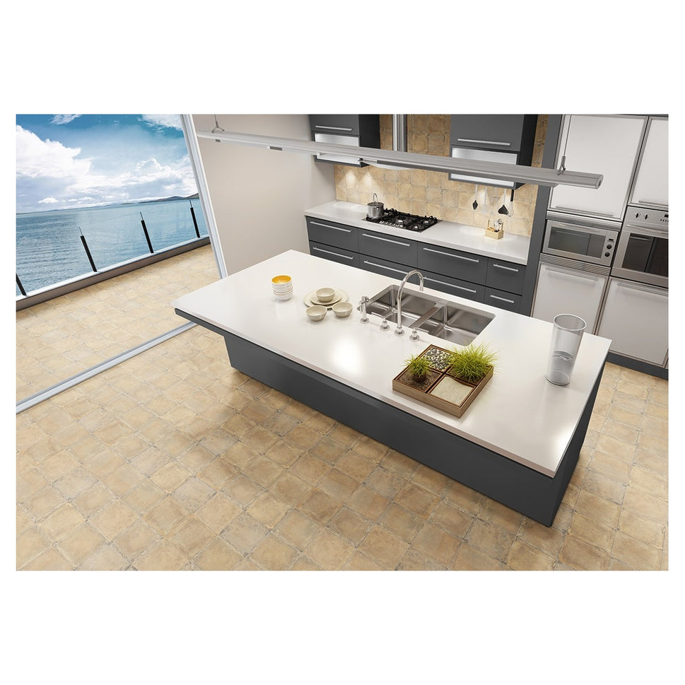 Carrelage Effet carreaux de ciment vieilli Canaletto Nero 20x20 cm de Mainzu20x20 cm Boite de 1 m² / Scudo Cream