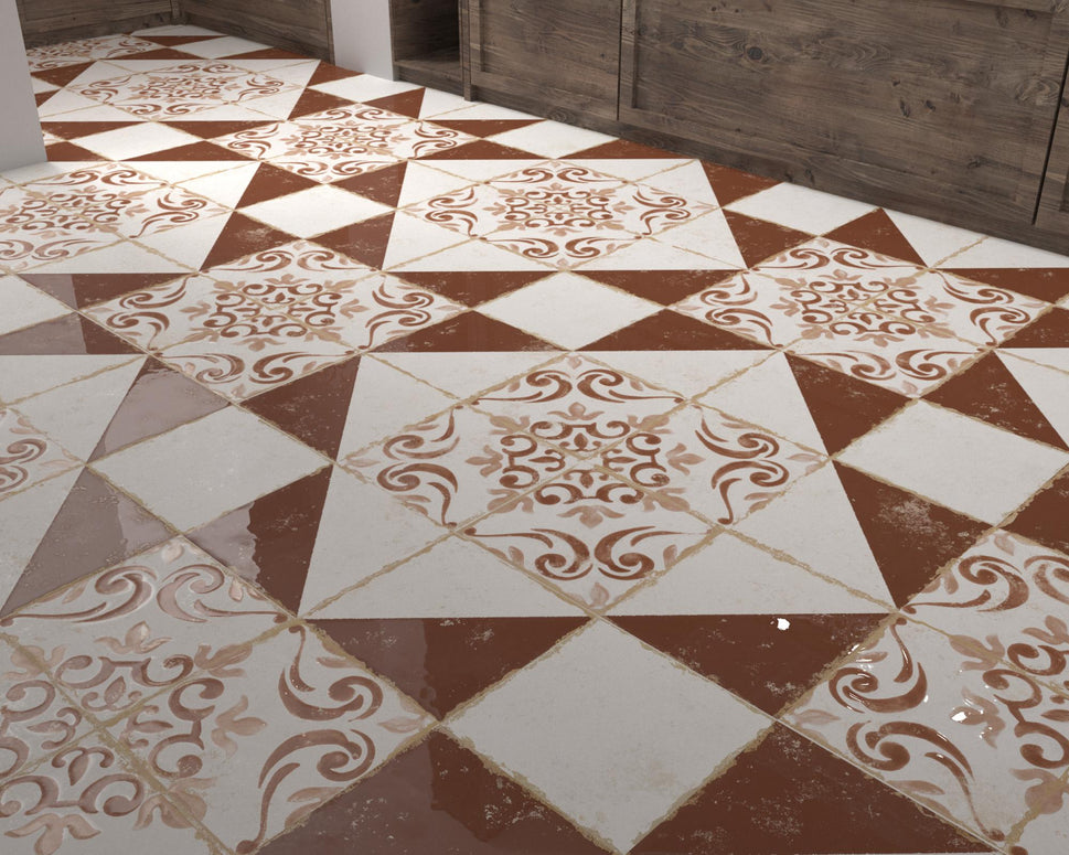 Carrelage Effet Carreau de Ciment Vieilli Cabanyal Teja 20x20 cm de Dune