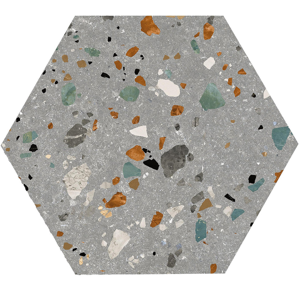 Echantillon Carrelage Effet Terrazzo Gobi (5 coloris)Gobi grigio / Hexagonal