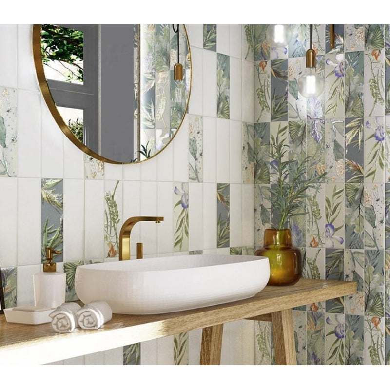 Faience murale Jungle Mint 10x30 cm de Mainzu