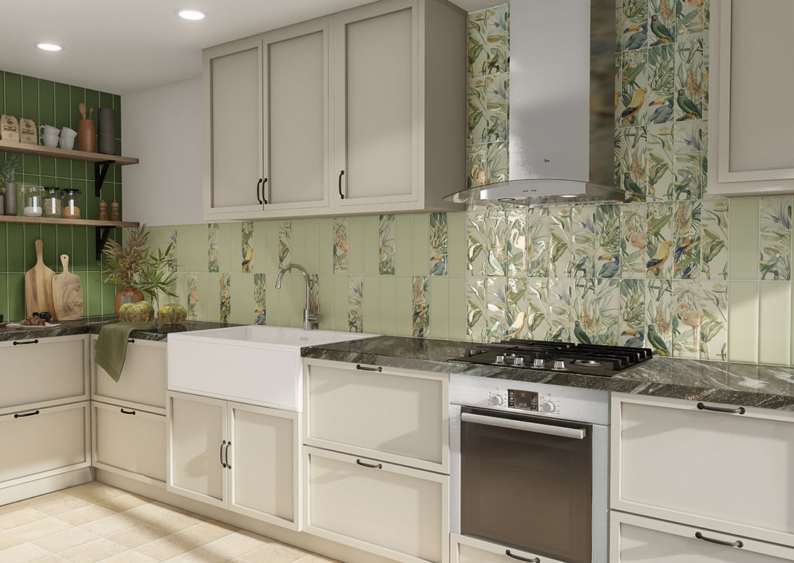 Faience murale Jungle Mint 10x30 cm de Mainzu