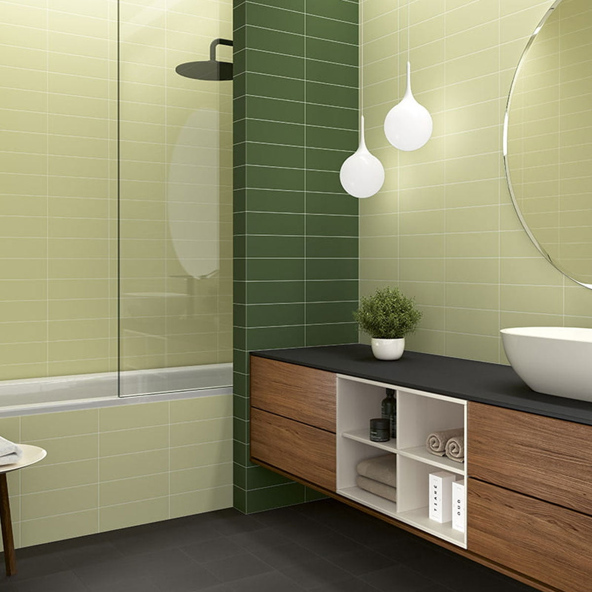 Faience murale Jungle Olive 10x30 cm de Mainzu