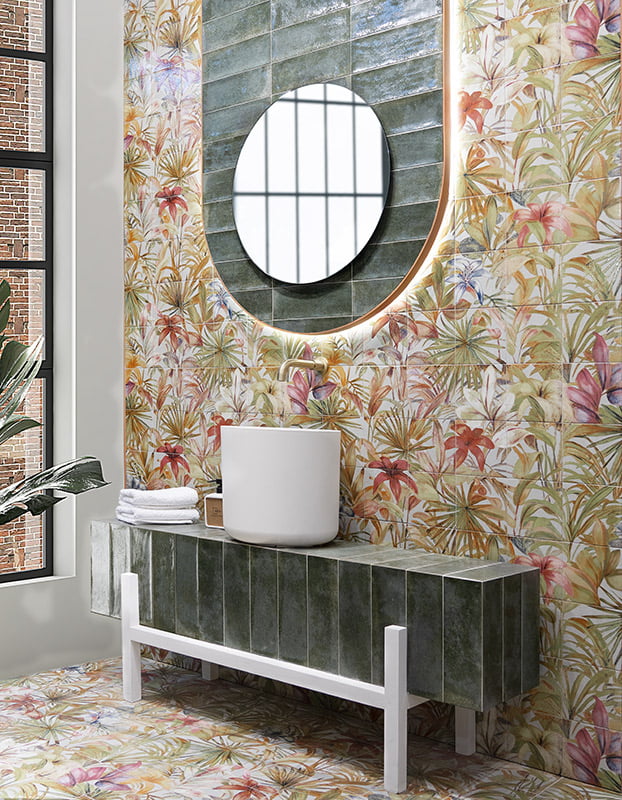 Carrelage Fresque Murale Decor Fleuri Bangkok 15x15 cm de Mainzu