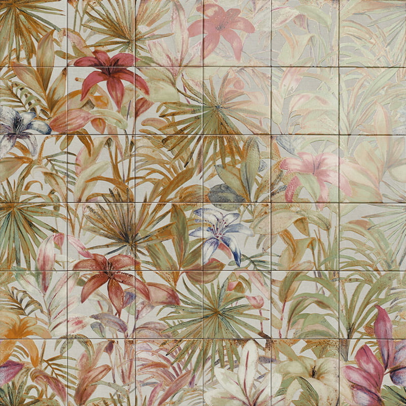 Carrelage Fresque Murale Decor Fleuri Bangkok 15x15 cm de Mainzu