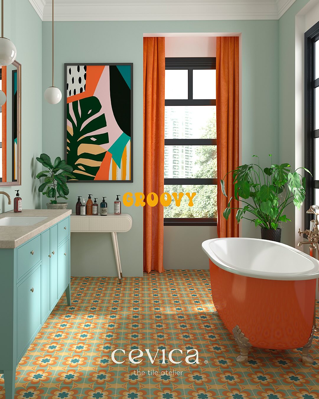 Carrelage Effet Carreau de Ciment Groovy Decor N8 20x20 cm de Cevica