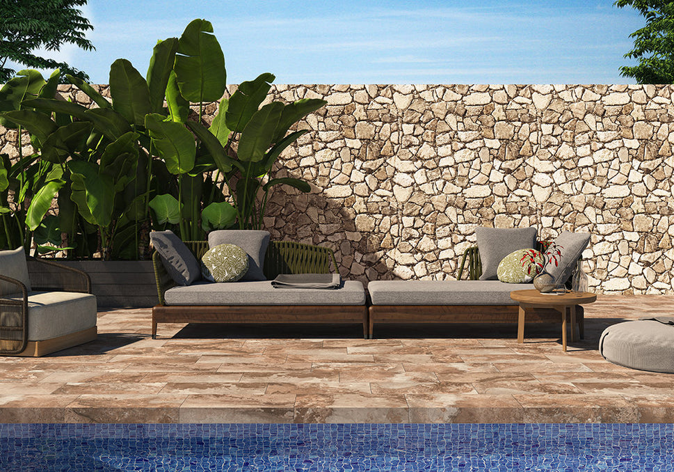 Carrelage Terrasse Effet Pierre Hekla de Ecoceramic30.3x61.3x0.9 cm Boite 1.30 m² / Siena