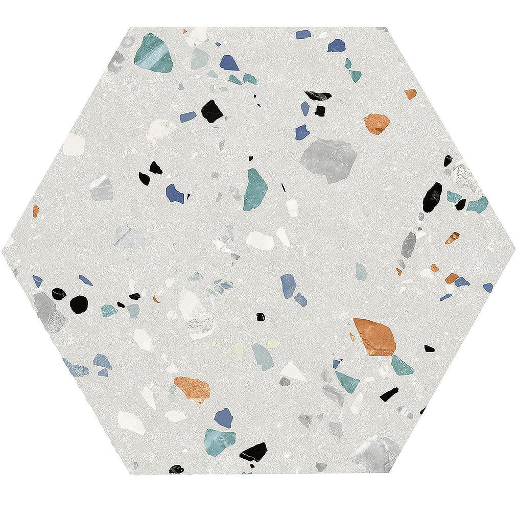 Carrelage Hexagonal Effet Terrazzo Hex Gobi Bianco 20x24 cm
