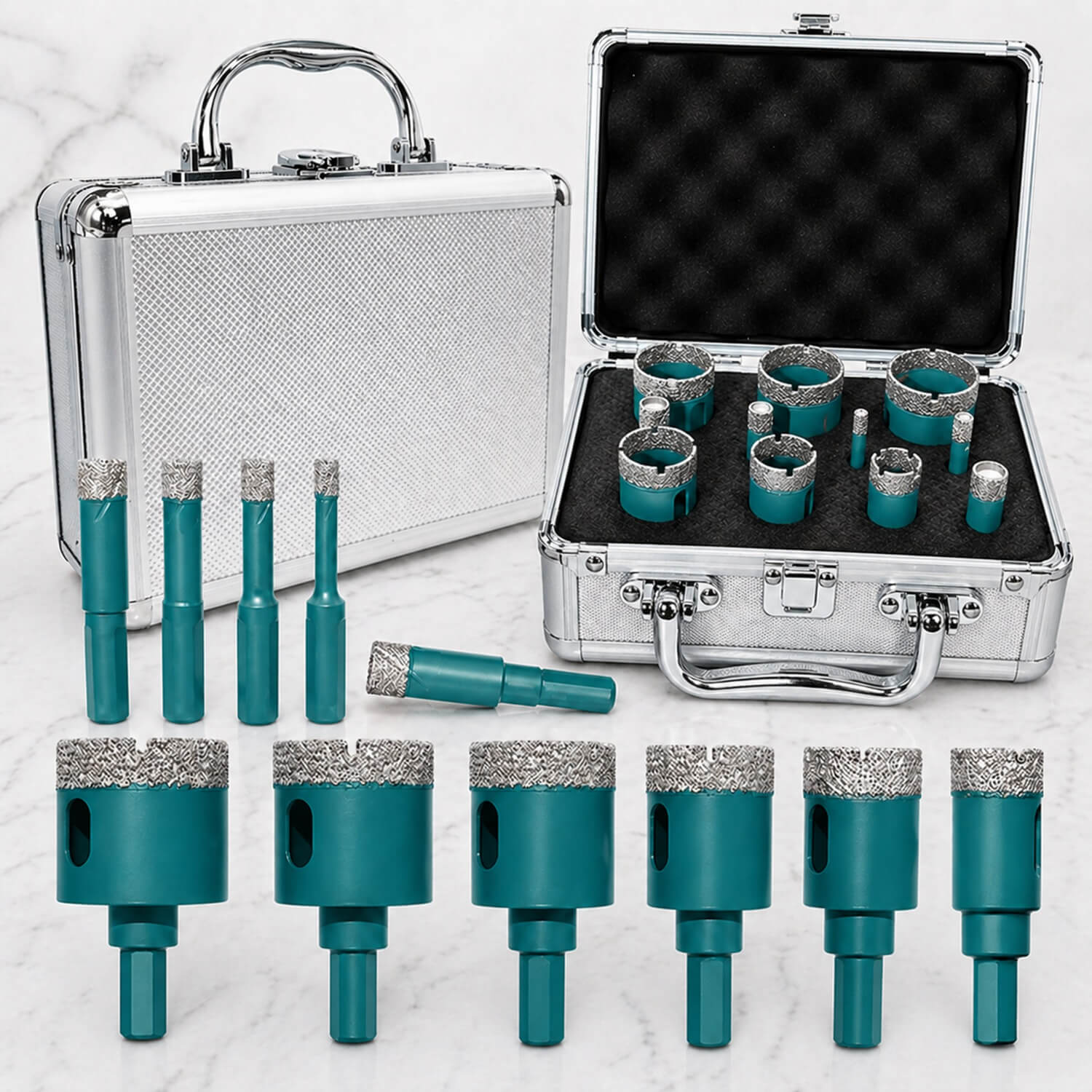 Kit Scies Cloches Diamant – Perçage Carrelage Sans Éclat (6 à 38 mm) + Coffret