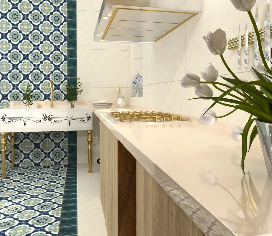 Carrelage Effet carreaux de ciment Veranda Lisa 15x15 cm de Nanda Tiles