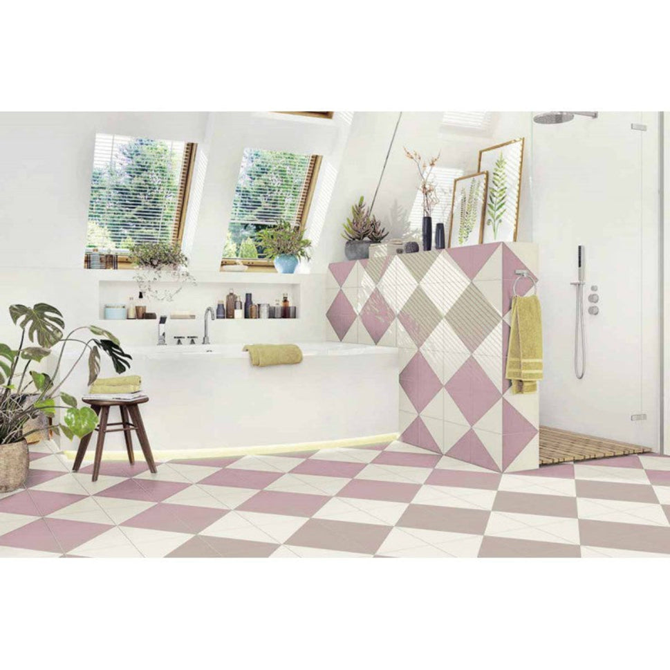 Carrelage Effet carreaux de ciment Fired Middle Pink 20x20 cm de Mainzu