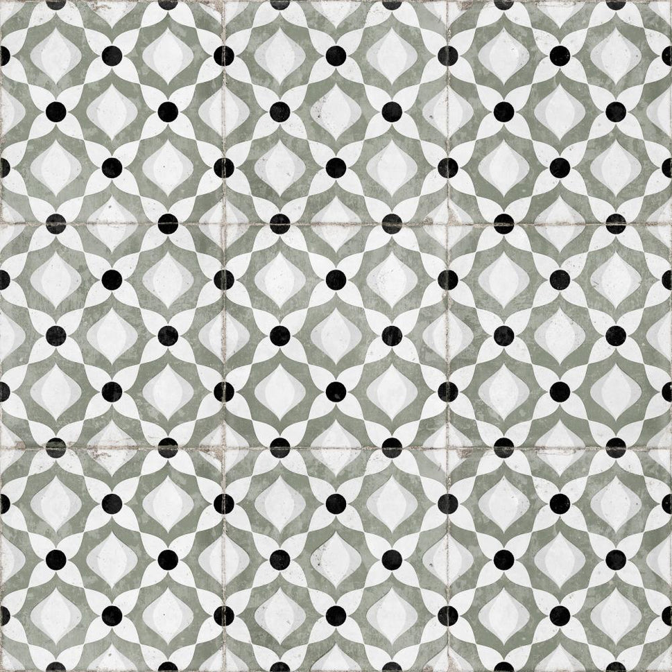 Carrelage Effet Carreau de Ciment Nantes Olive 20x20 cm de Dune
