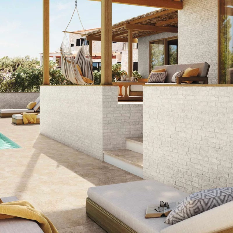 Carrelage Parement effet Brique Pierre Mural Manhattan Blanco 31x56 cm de Realonda