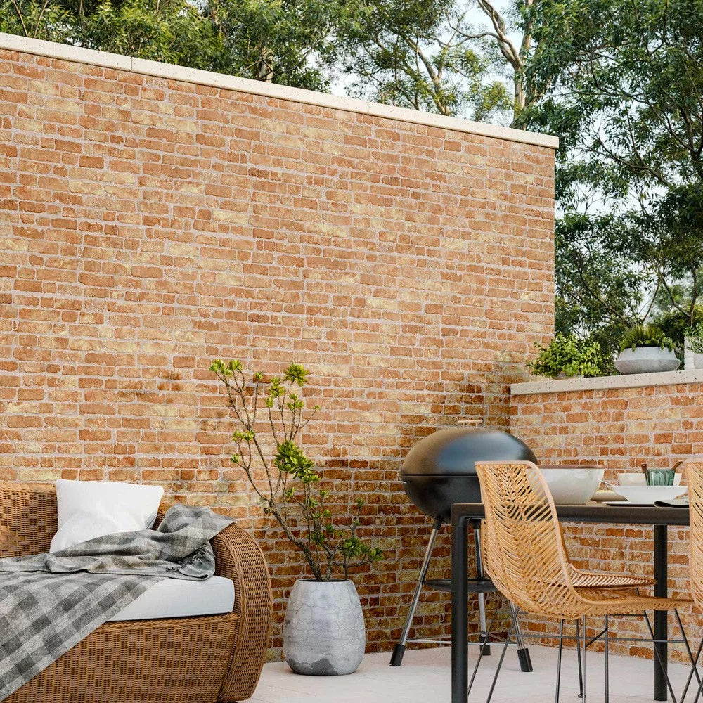 Carrelage Parement effet Brique Pierre Mural Manhattan Ocre 31x56 cm de Realonda