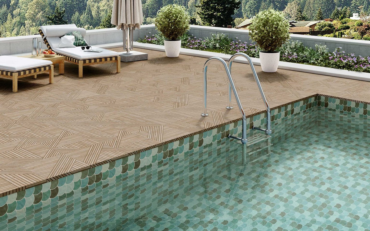 Carrelage Terrasse effet Bois Tangram Wood 44x44 cm de Realonda