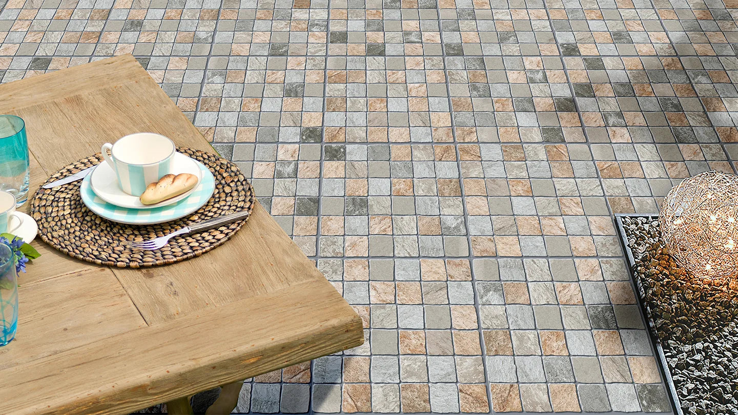 Carrelage Terrasse effet Pierre Pave Troia 33,5x33,5 cm