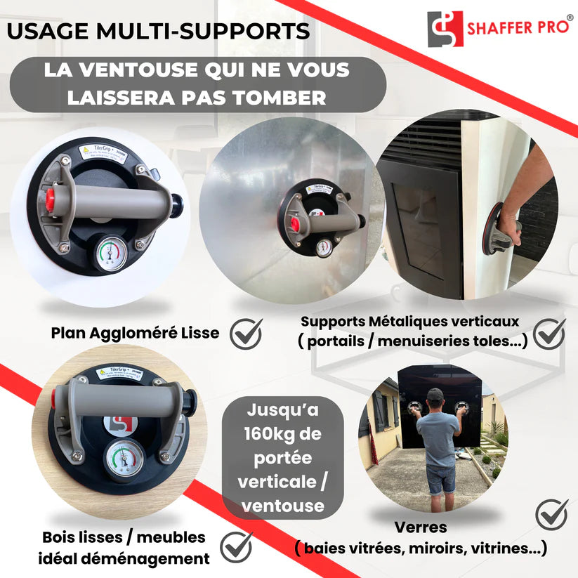 Ventouses carrelage professionnelles (Lot de 2 avec valise)