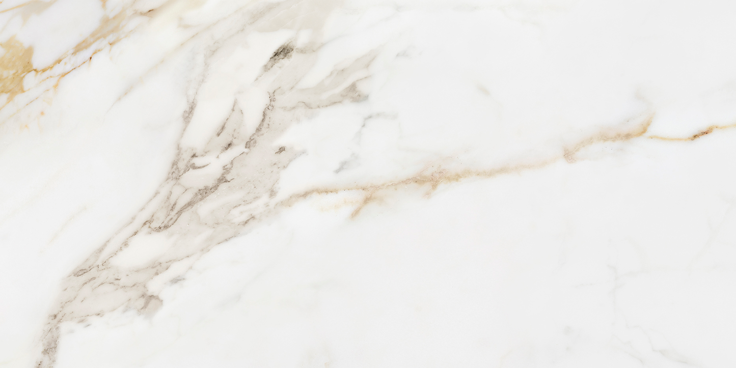 Effet Marbre Blanc et Or Marshall Gold Mat ou Brillant 90x90 cm de Ecoceramic