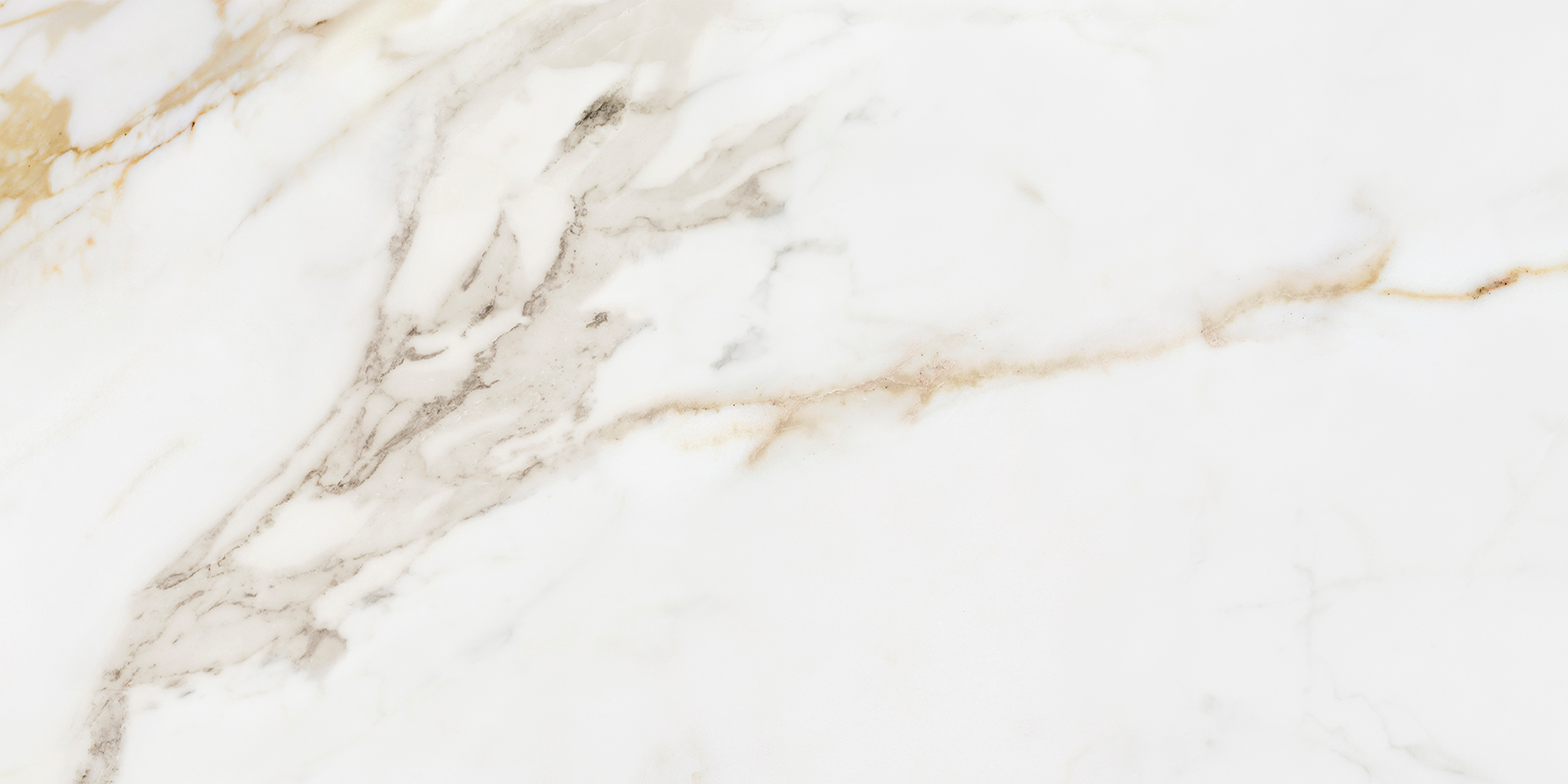 Effet Marbre Blanc et Or Marshall Gold Mat ou Brillant 90x90 cm de Ecoceramic