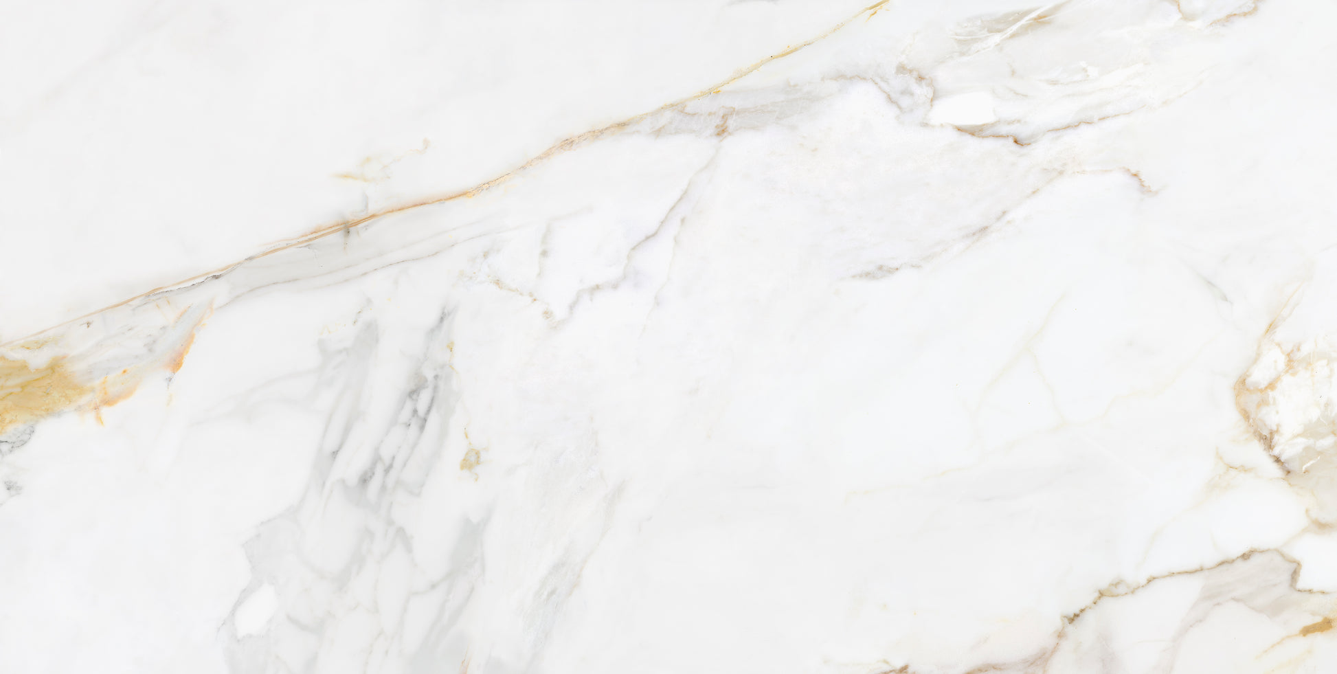 Effet Marbre Blanc et Or Marshall Gold Mat ou Brillant 90x90 cm de Ecoceramic