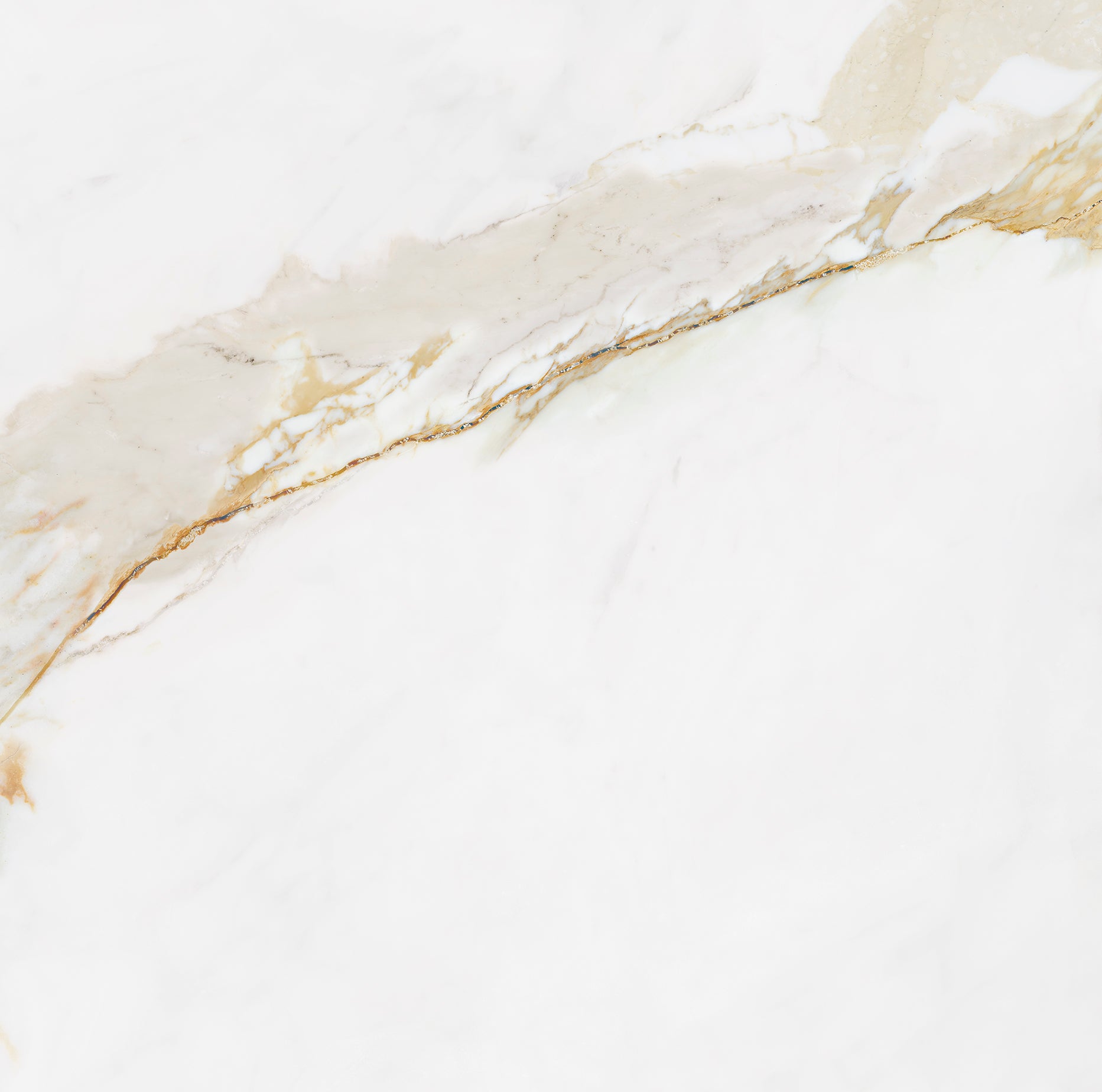 Effet Marbre Blanc et Or Marshall Gold Mat ou Brillant 90x90 cm de Ecoceramic
