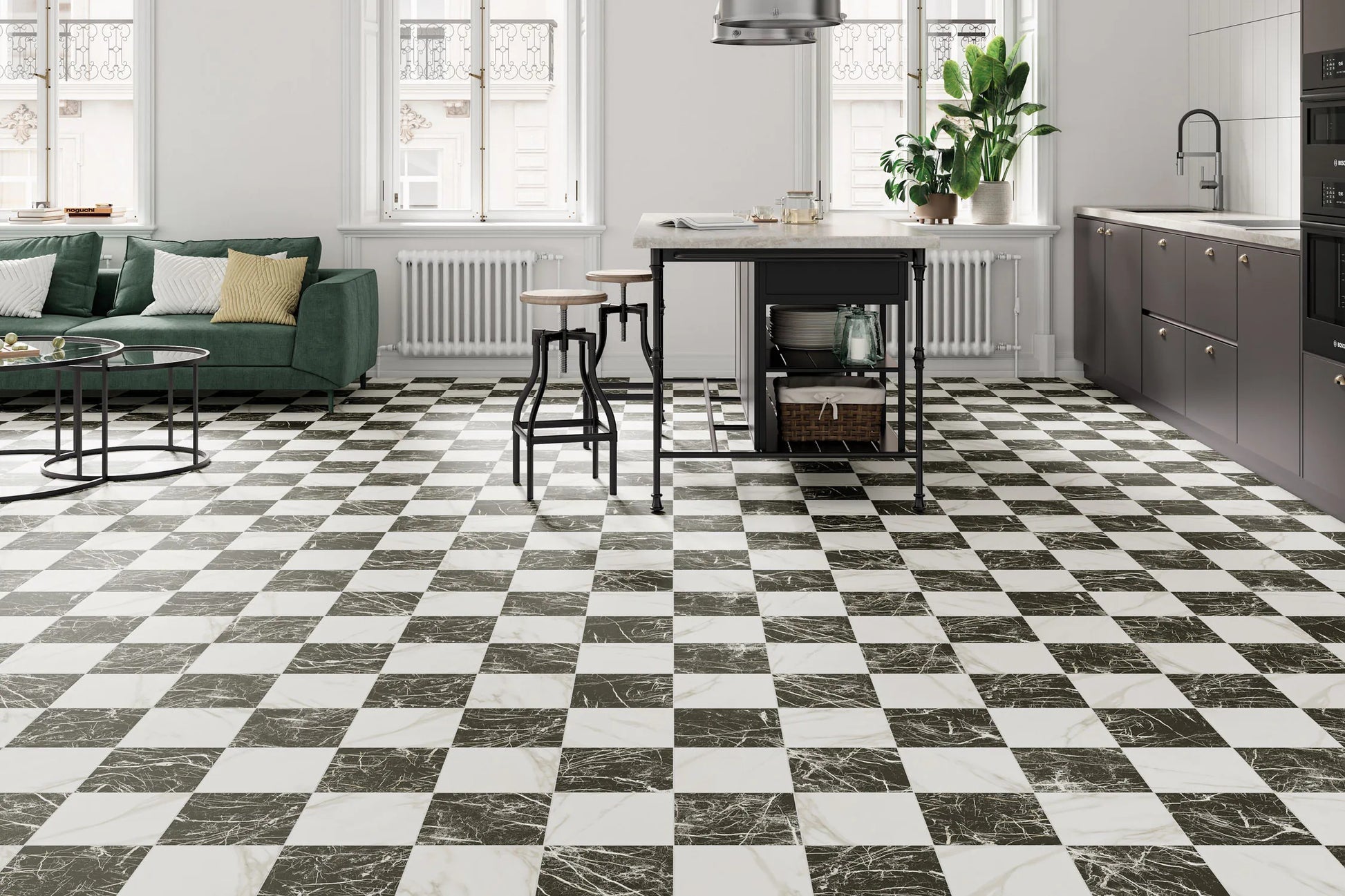 Carrelage Effet Marbre Chess Marquina Gold 44x44 cm de Realonda