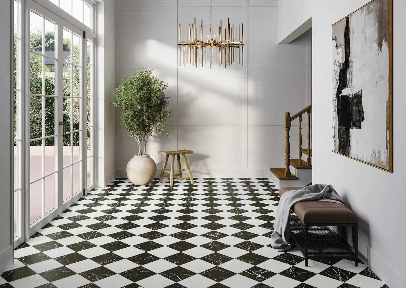 Carrelage Effet Marbre Chess Marquina 44x44 cm de Realonda