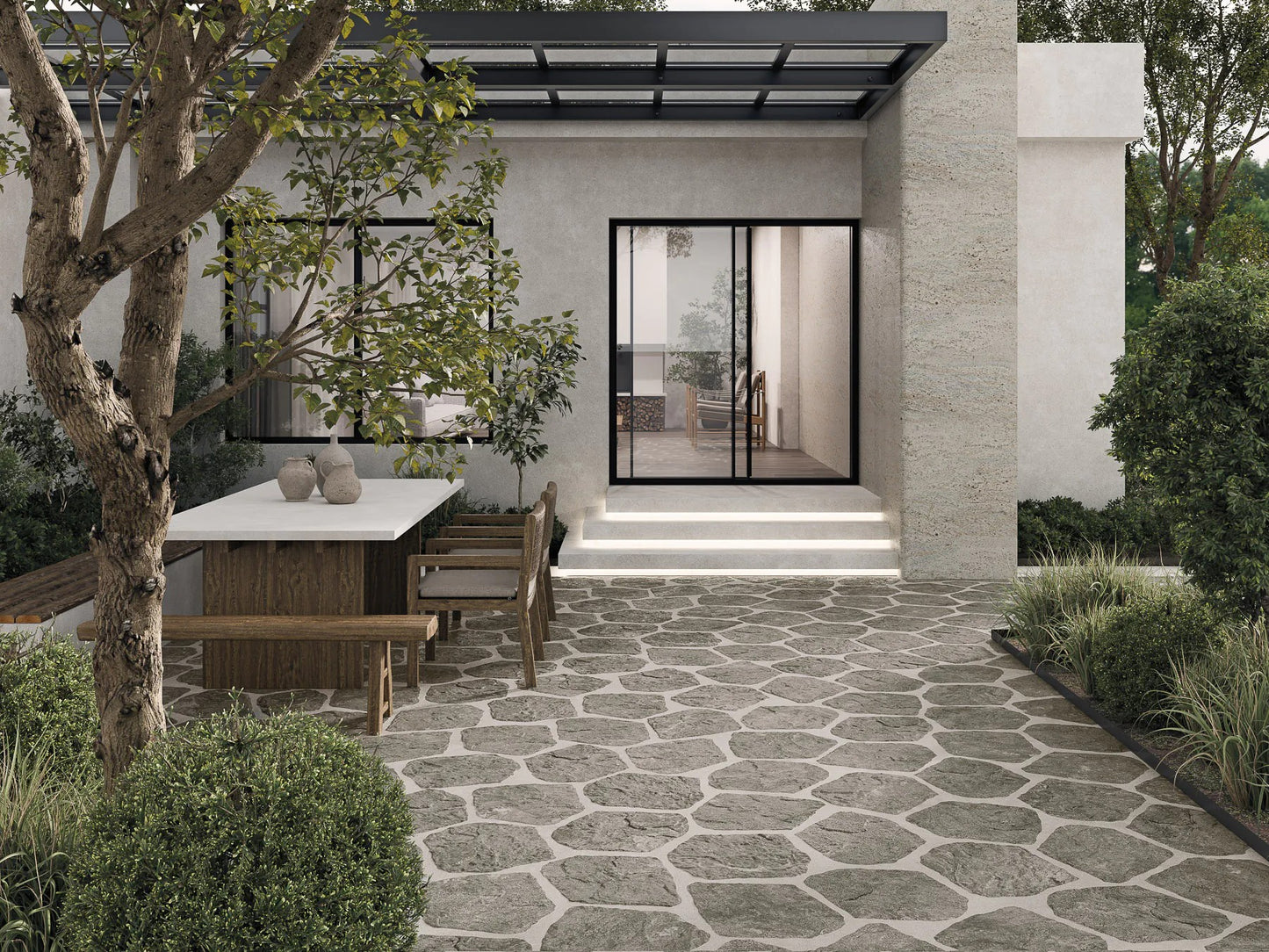 Carrelage Effet Pierre Nazca Anthracite 28,5x33 cm de Realonda