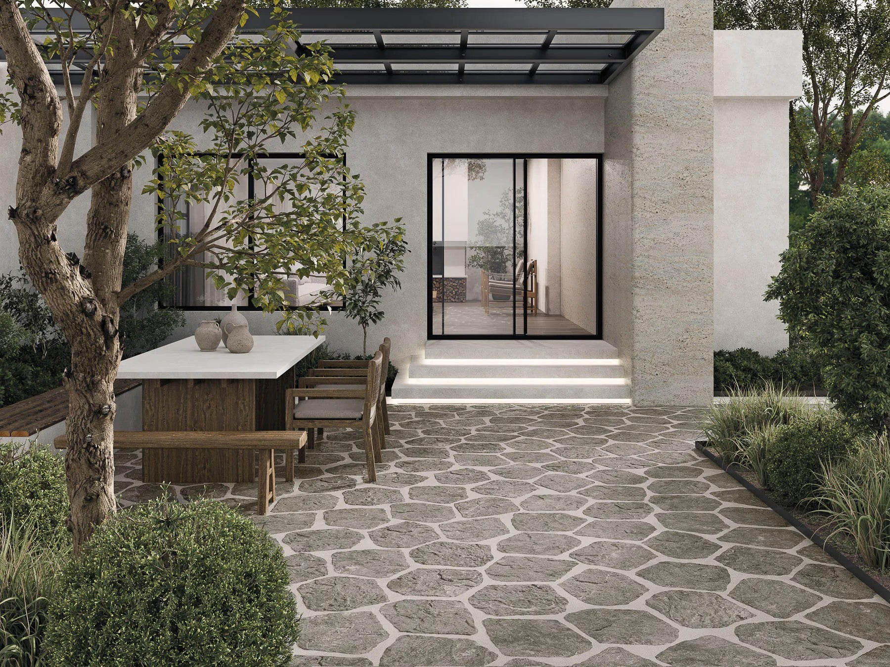 Carrelage Effet Pierre Nazca Anthracite 28,5x33 cm de Realonda