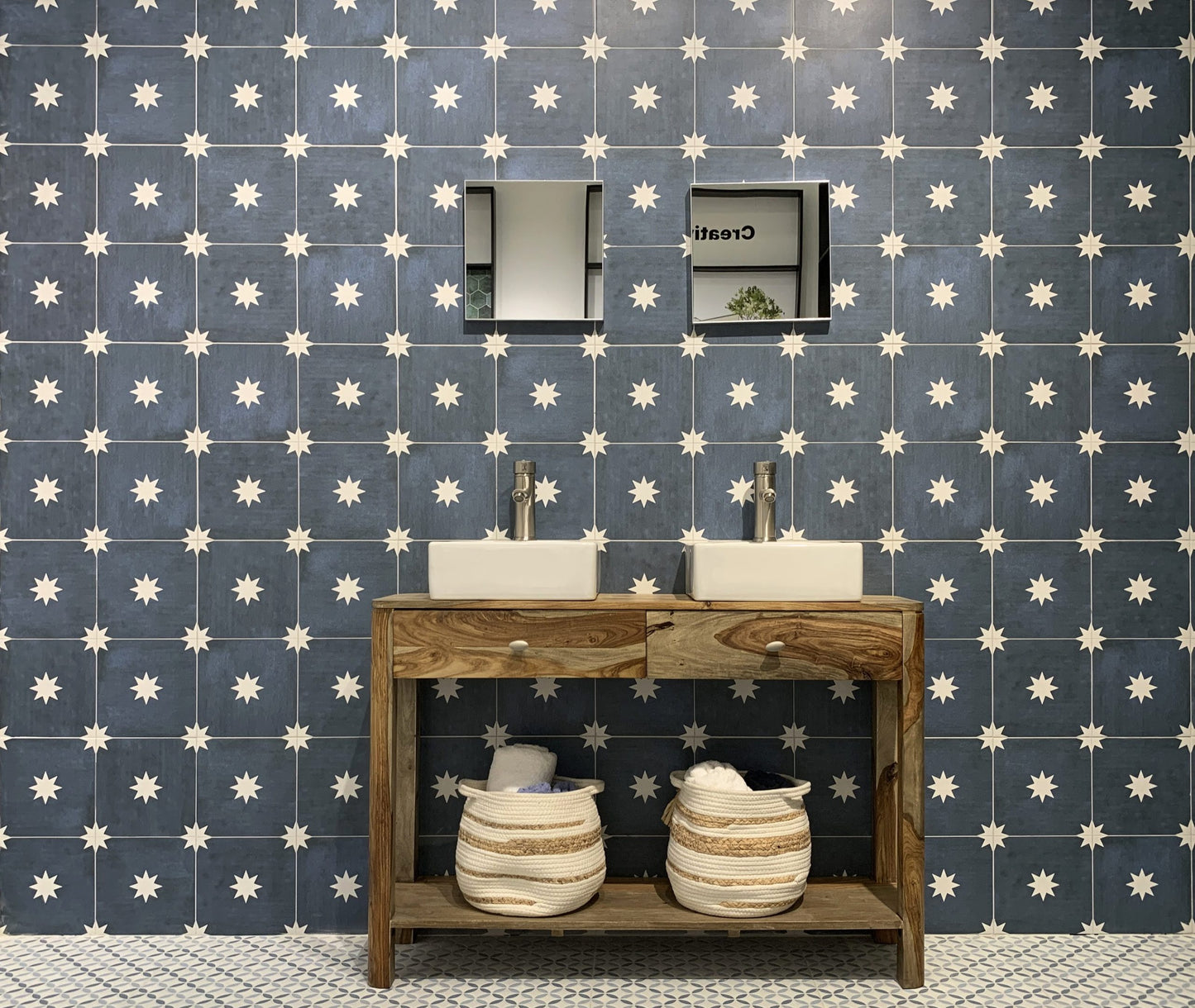 Carrelage Effet Carreau de ciment Star Navy 44x44 cm de Realonda