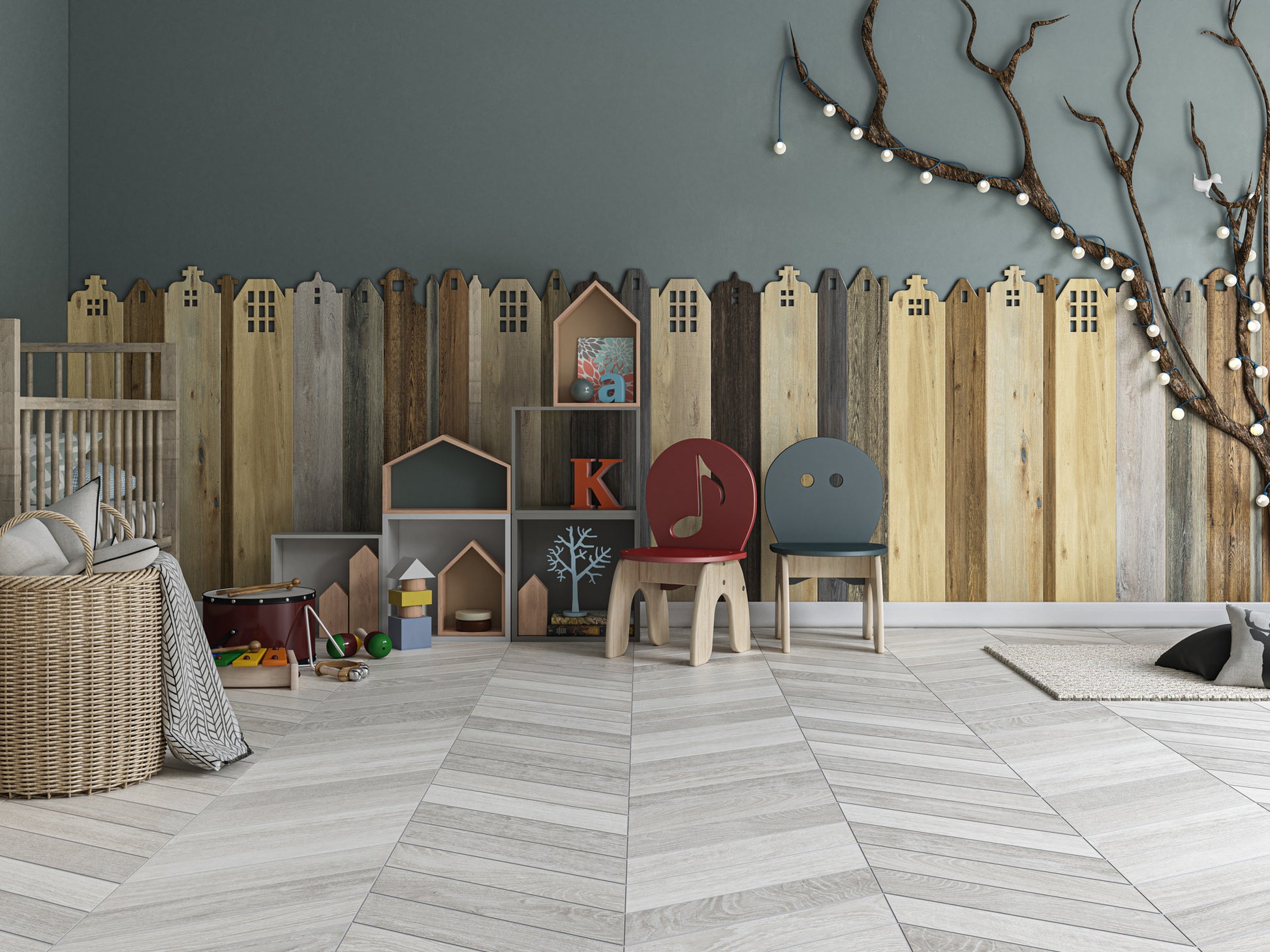 Carrelage Effet Parquet Ancona Chevron 8x40 cm de Ecoceramic
