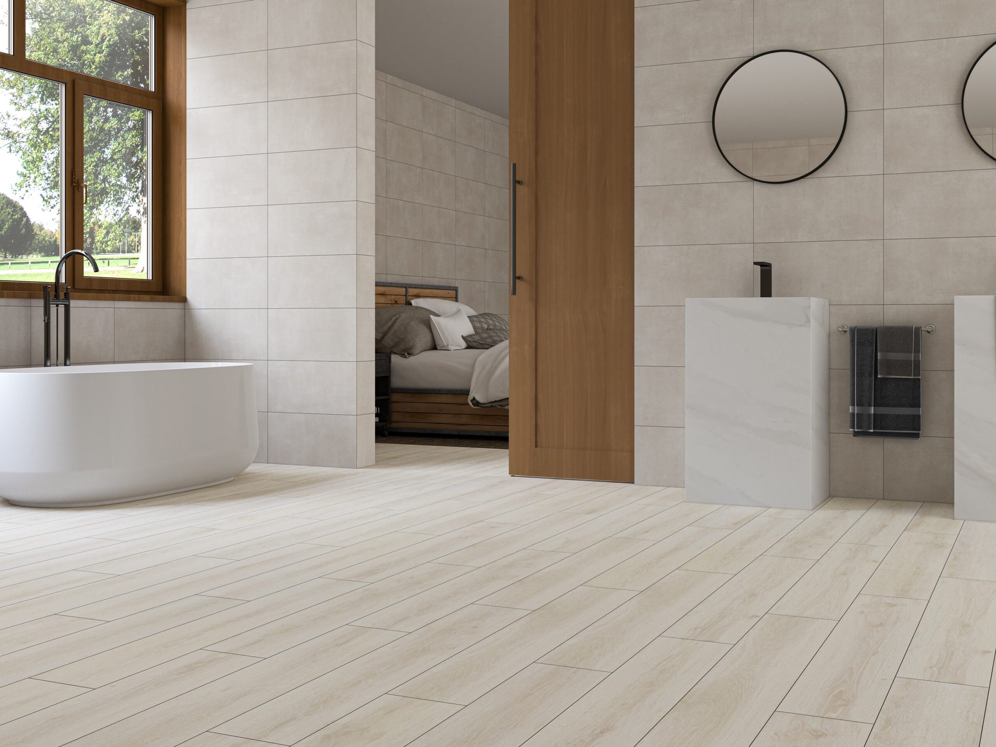 Carrelage Terrasse Borneo Deck Ivory Antiderapant 23x120 cm de Ecoceramic
