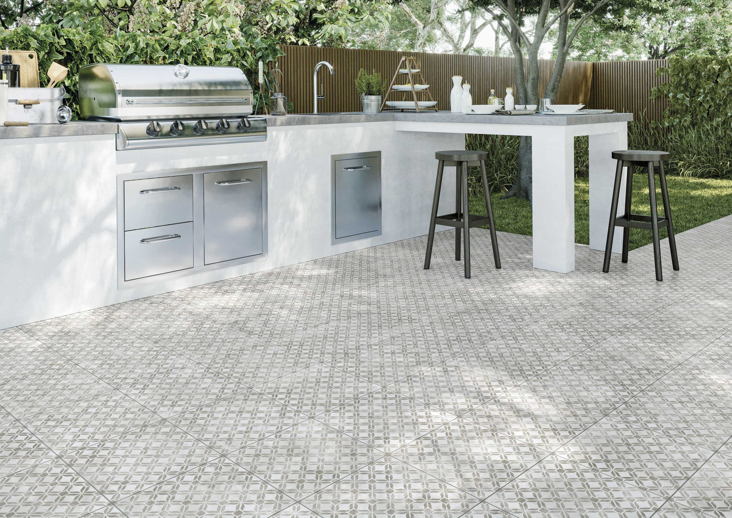 Carrelage Effet Carreau de Ciment Fresco Ash 32,9 x 32,9 cm de Realonda