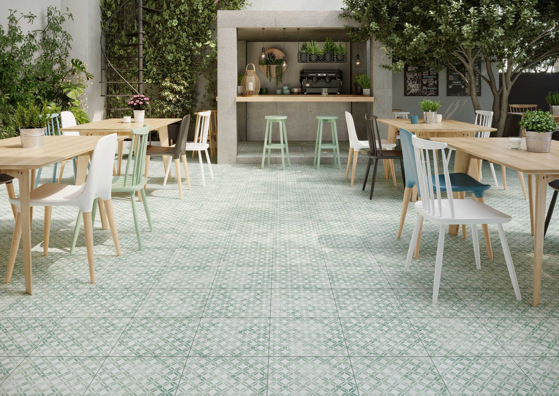 Carrelage Effet Carreau de Ciment Fresco Mint 32,9 x 32,9 cm de Realonda