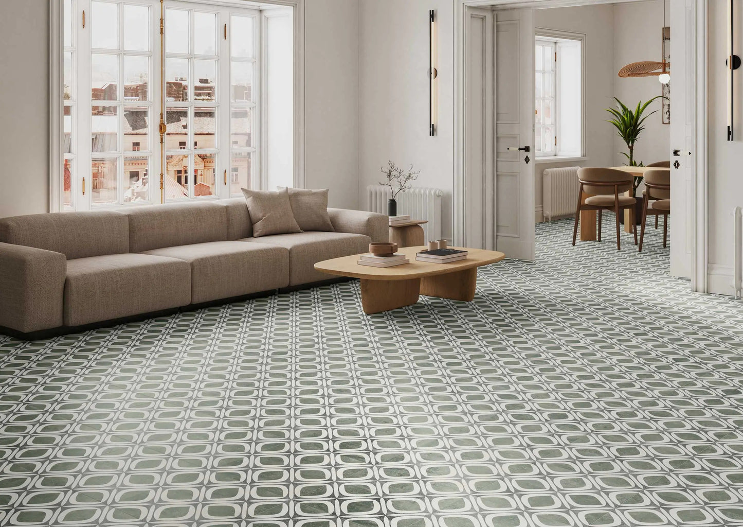 Carrelage Effet carreau de ciment Galway Sage 33x33 cm de Realonda