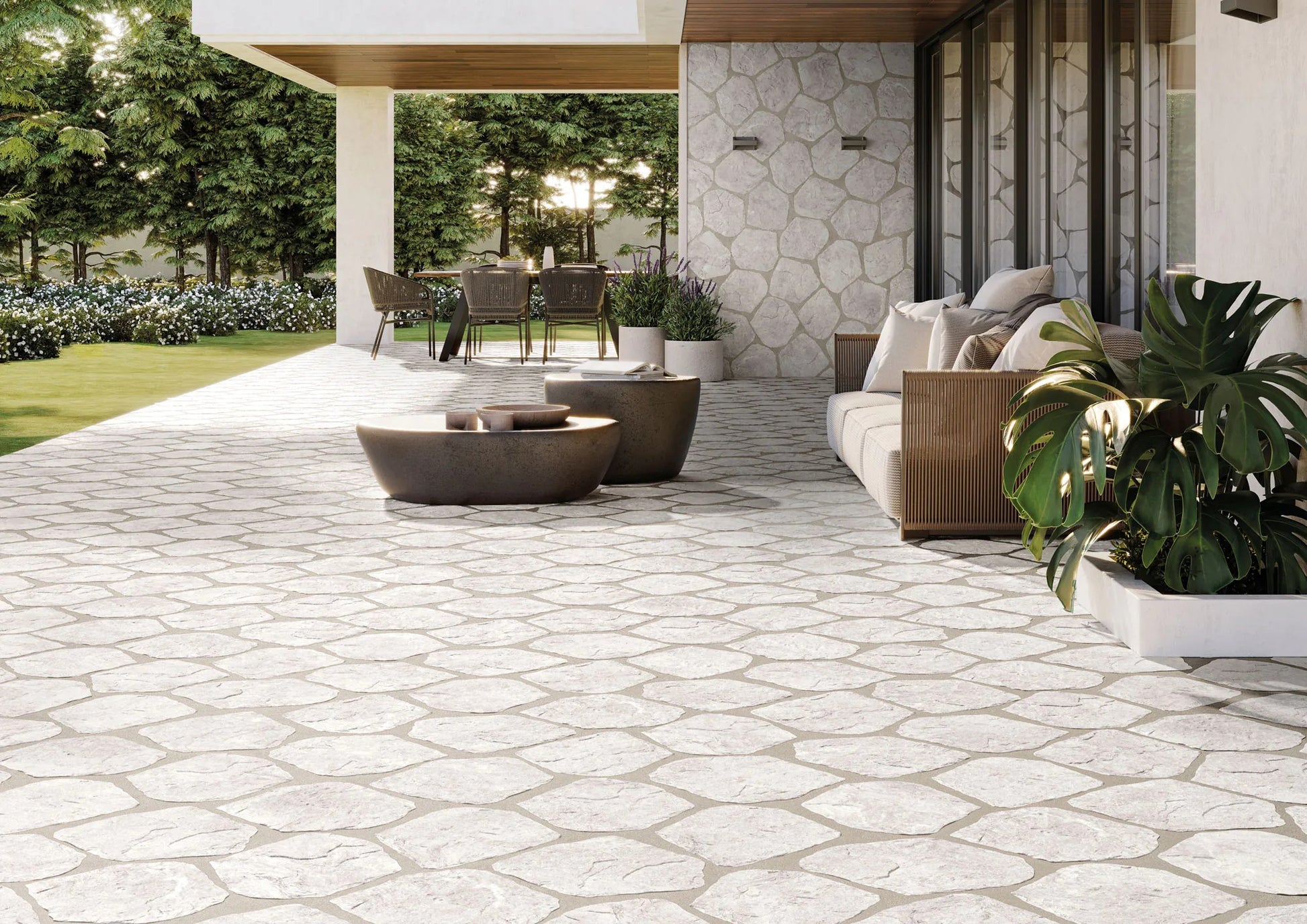 Carrelage Effet Pierre Nazca  White 28,5x33 cm de Realonda
