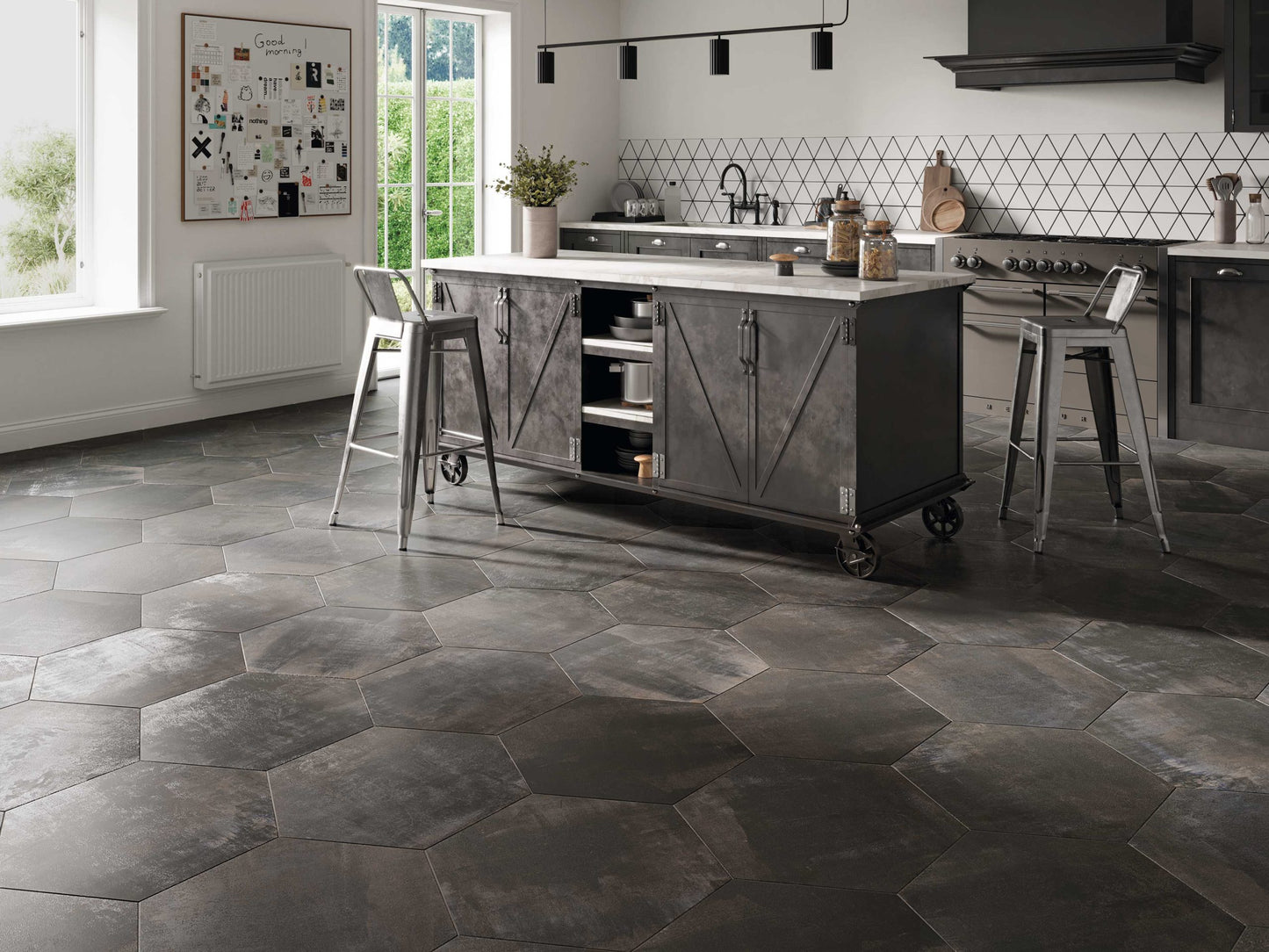 Carrelage Hexagonal Vessel Black 56x48,5 cm de Realonda