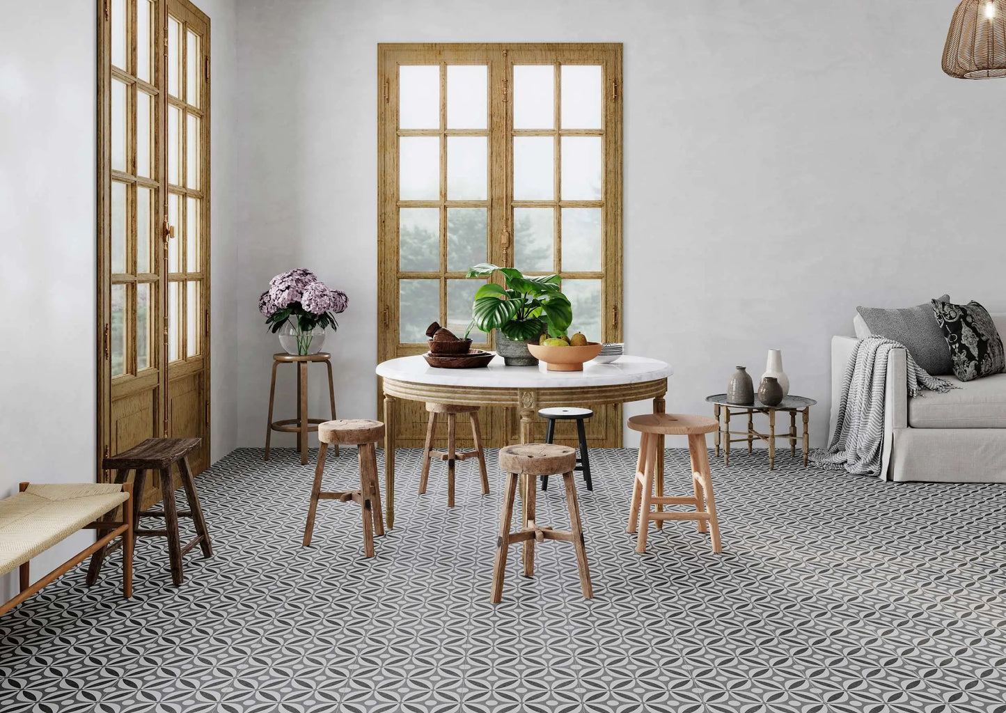Carrelage Effet carreau de ciment Westbury Grey 33x33 cm de Realonda