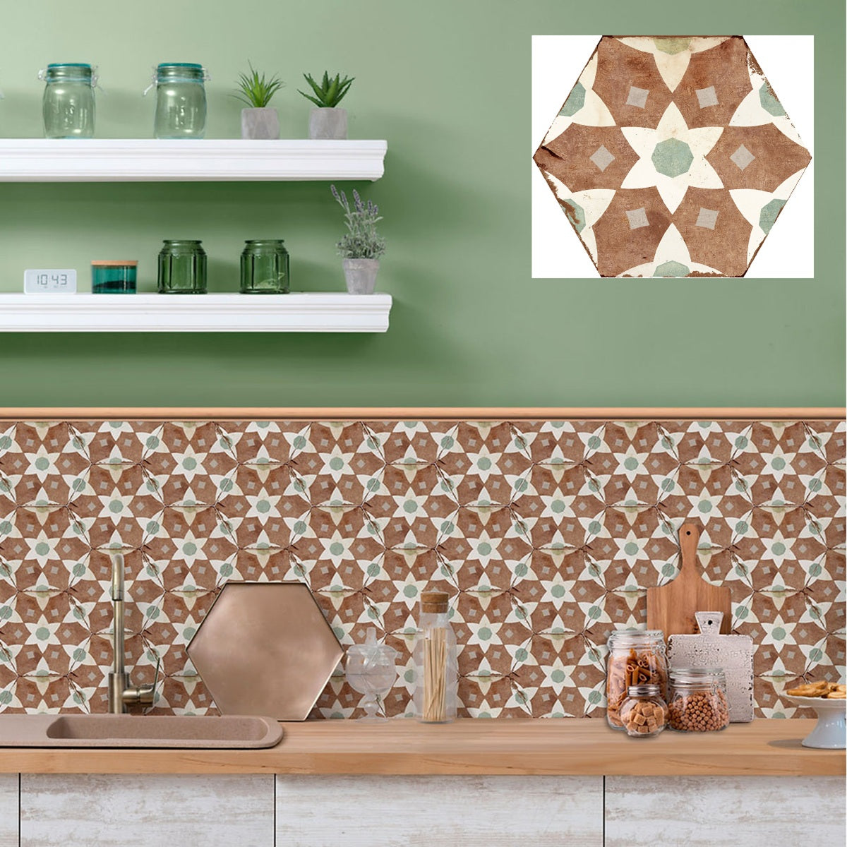 Carrelage Hexagonal Effet Carreau Ciment Alhambra Yasmina 21x25 cm de Nanda Tiles