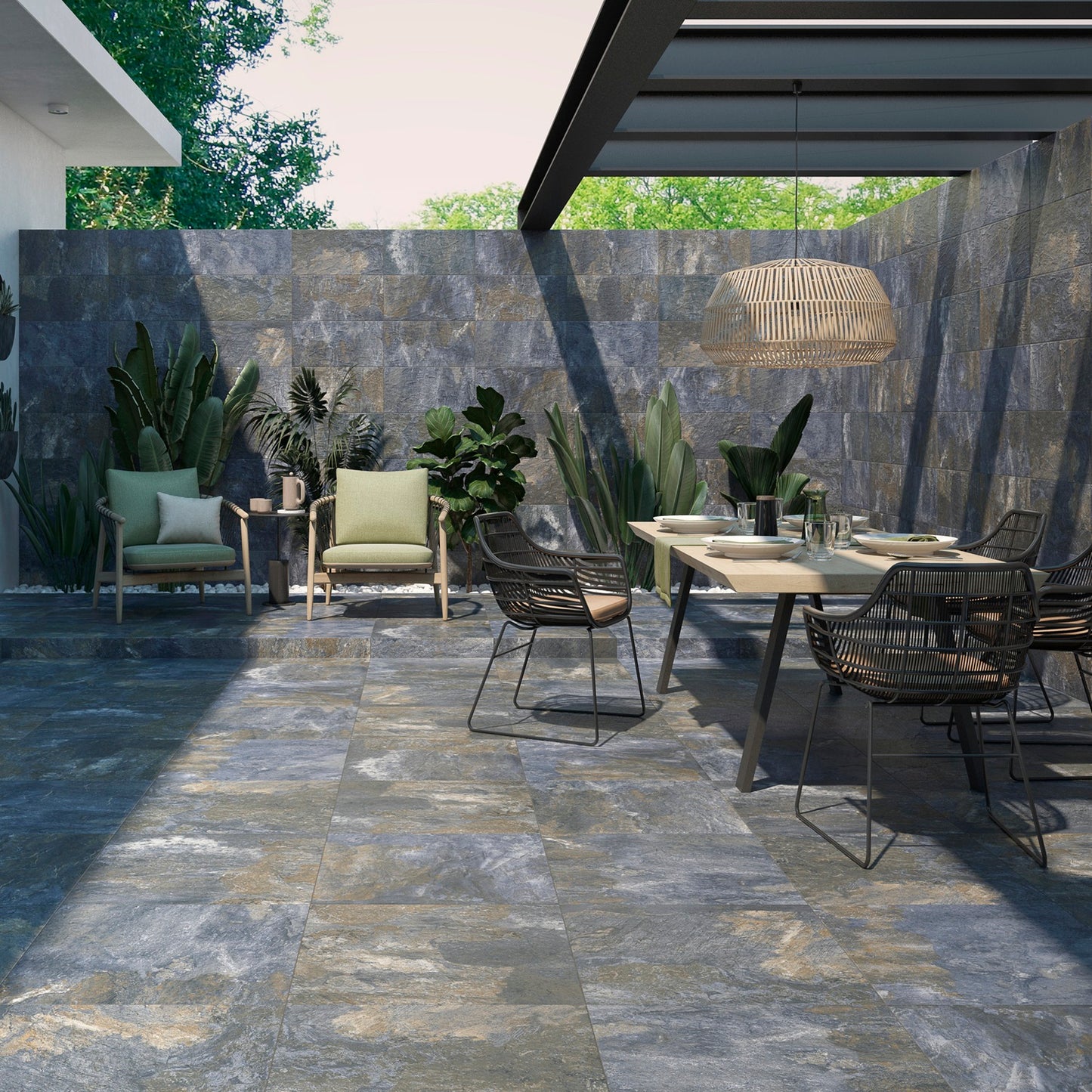 Carrelage Terrasse Effet Pierre de Bali Nerva Azul 30,3x61,3 cm de Prissmacer