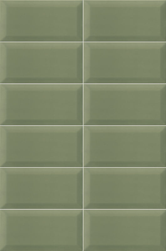 Carrelage Mural Metro Bissel Green Olive Brillant 10x20 cm de Mainzu