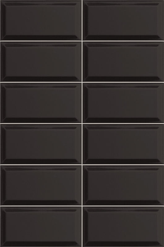 Carrelage Mural Metro Bissel Negro Brillant 10x20 cm de Mainzu