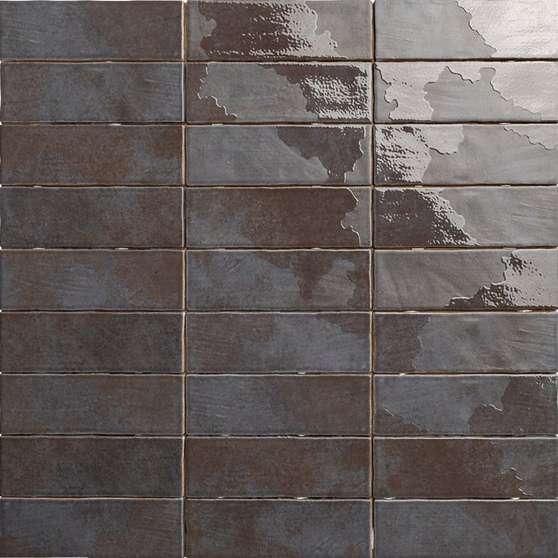 Carrelage Effet Zellige Korfu Black 6,5x20 cm de Mainzu