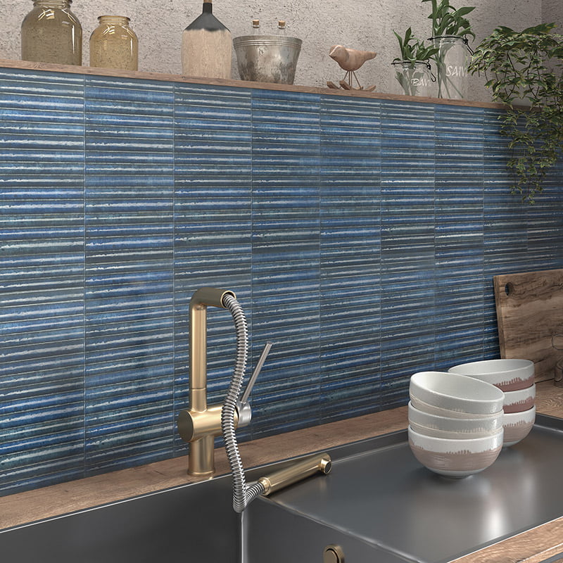 Carrelage Effet Zellige Etna 15x30 cm de Mainzu15x30 cm  Boite 0.90 m² / Etna Blu