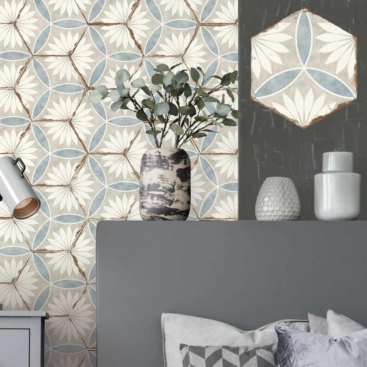 Carrelage Hexagonal Effet Carreau Ciment Bohemia Margarita 21x25 cm de Nanda Tiles