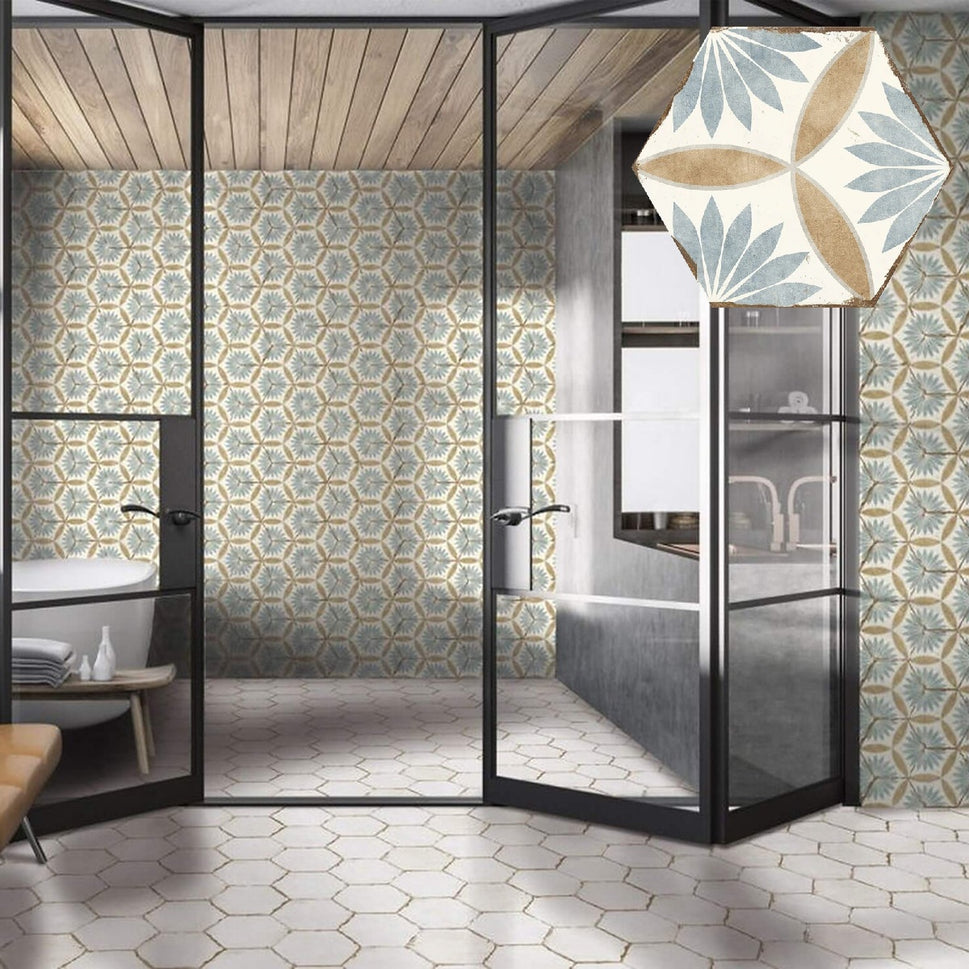 Carrelage Hexagonal Effet Carreau Ciment Bohemia Miranda 21x25 cm de Nanda Tiles
