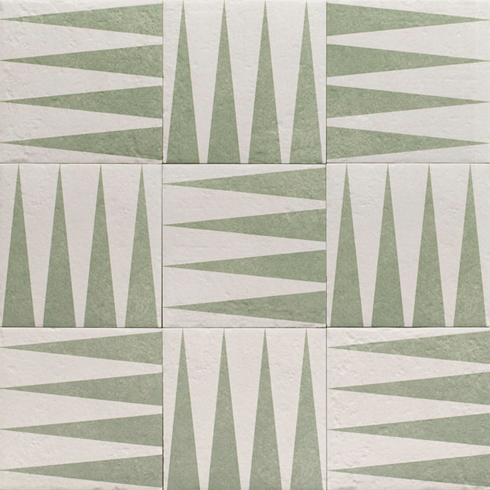 Carrelage Effet carreau de ciment Green Garden Decor Green Four 20x20 cm de Mainzu