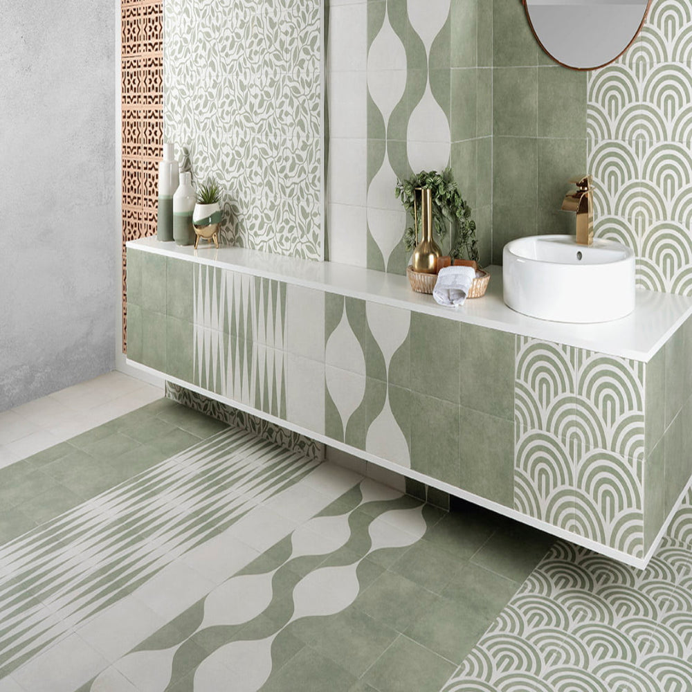 Carrelage Effet carreau de ciment Green Garden Decor Green Five 20x20 cm de Mainzu