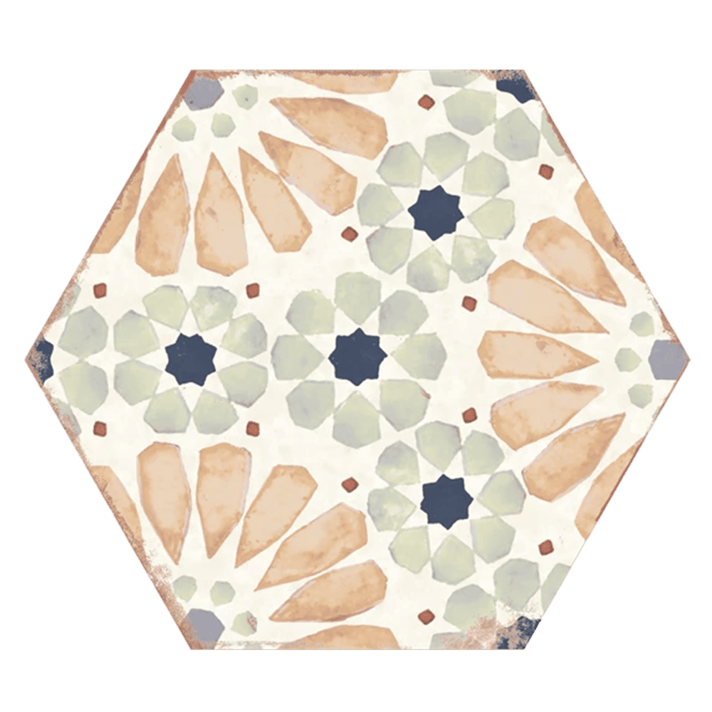 Echantillon Hexagonal effet Carreaux de Ciment Bohemia 21x25 cm