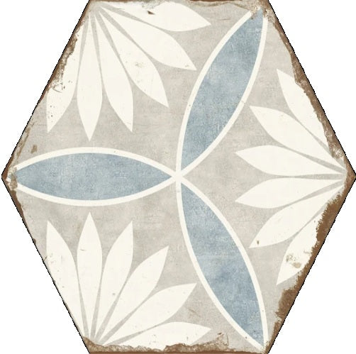 Carrelage Hexagonal Effet Carreau Ciment Bohemia Margarita 21x25 cm de Nanda Tiles